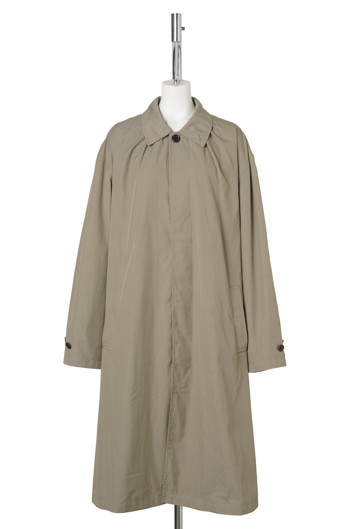 COTTON NYLON SHIRRING COAT / KHAKI