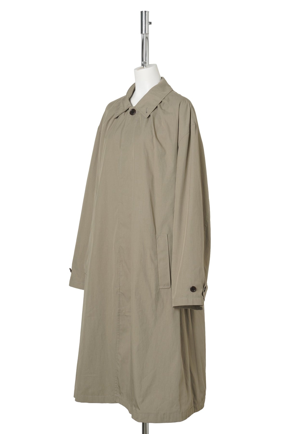 COTTON NYLON SHIRRING COAT / KHAKI