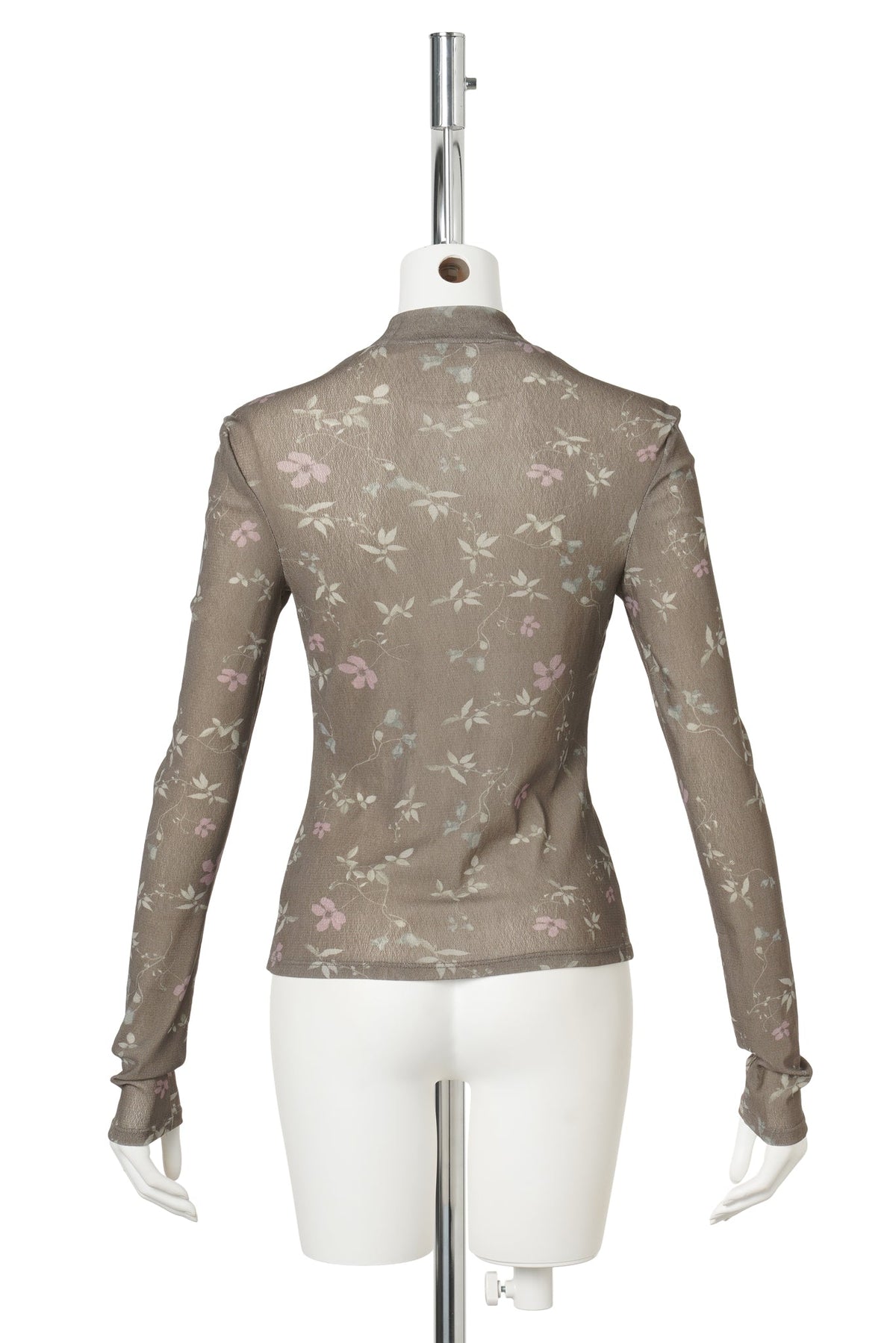 FLORAL MOCKNECK TOP / BROWN