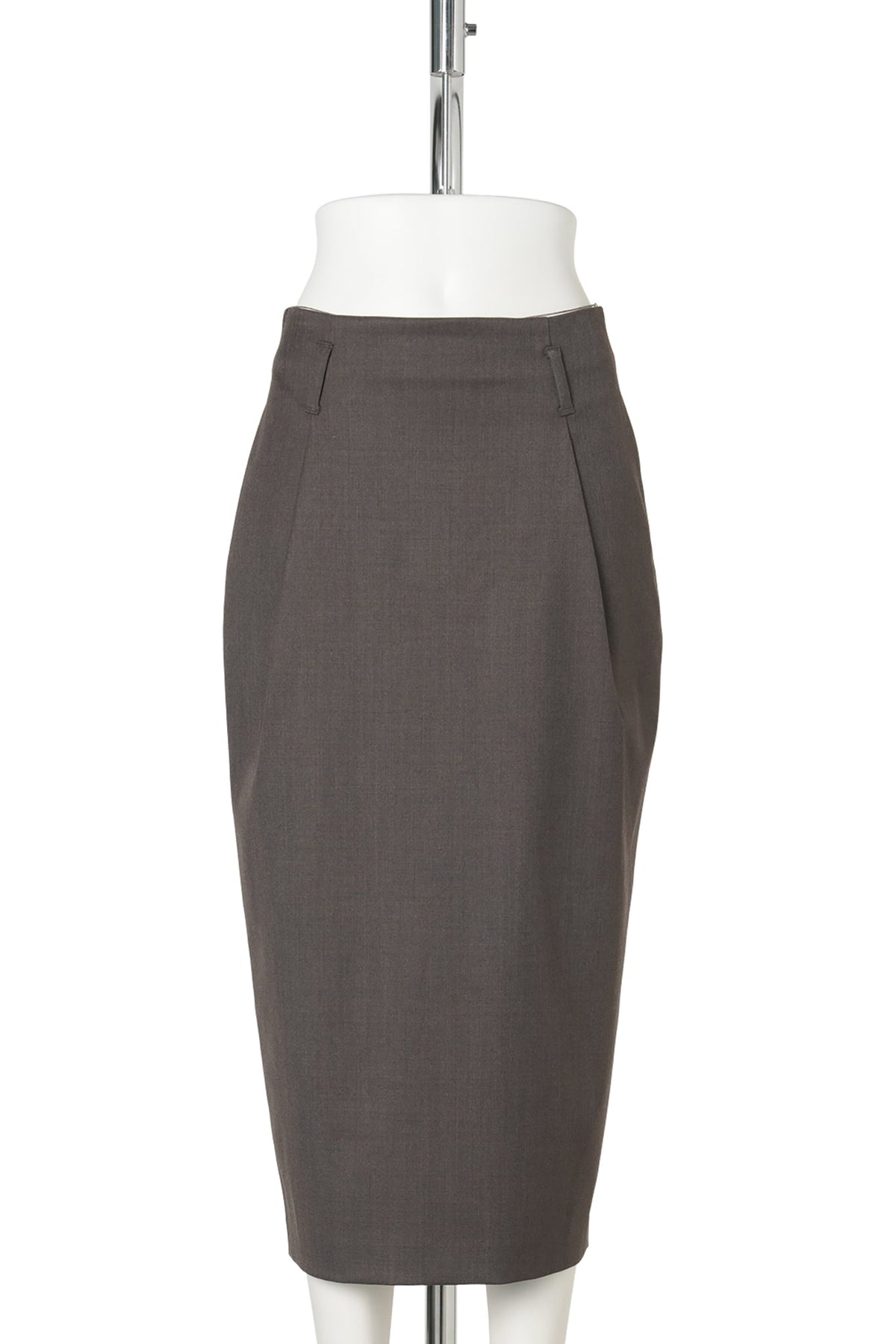 WOOL PENCIL SKIRT / BROWN