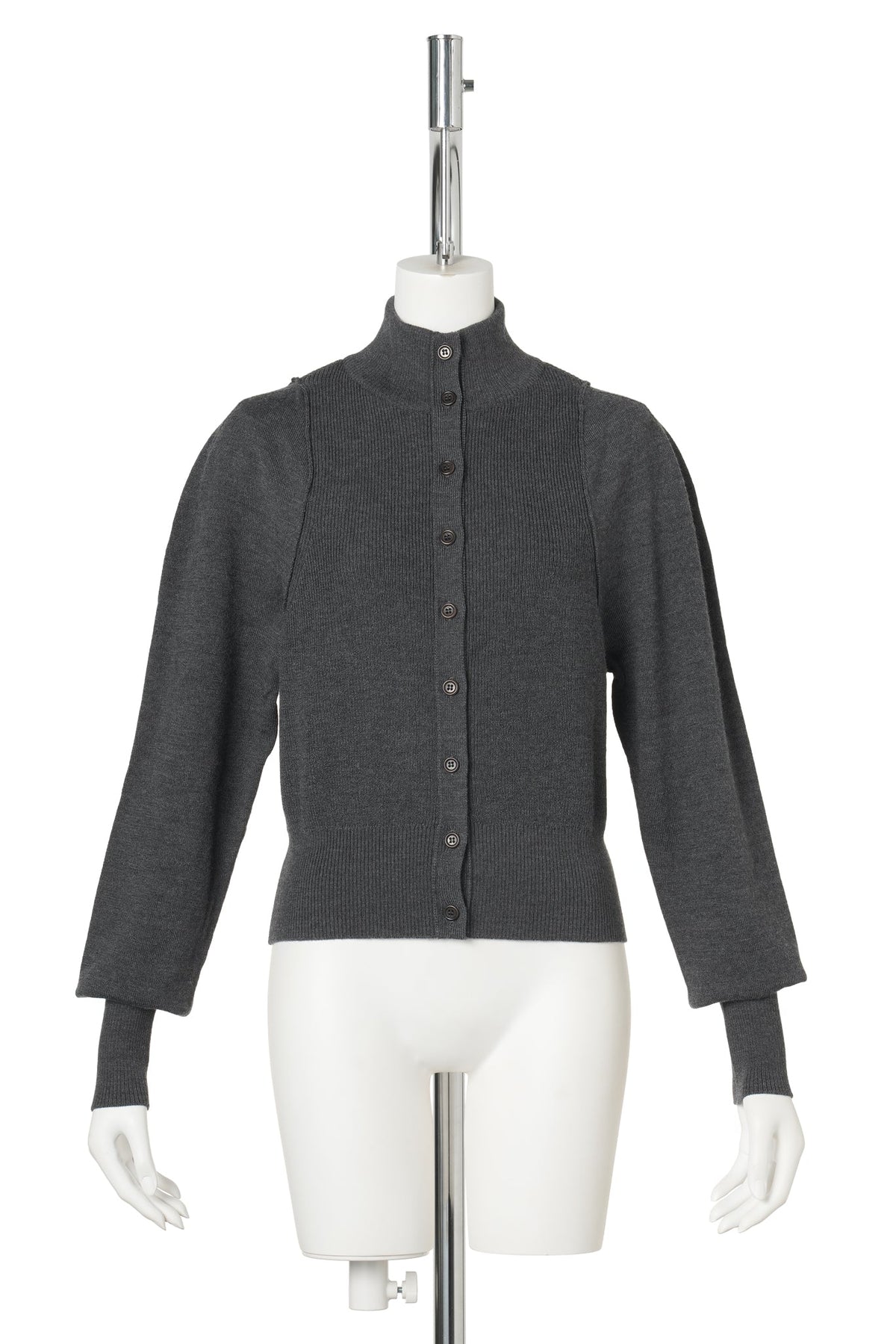BLOCKING BUTTON UP CARDIGAN / CHARCOAL