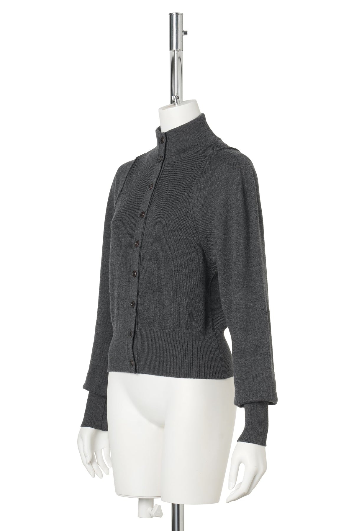 BLOCKING BUTTON UP CARDIGAN / CHARCOAL