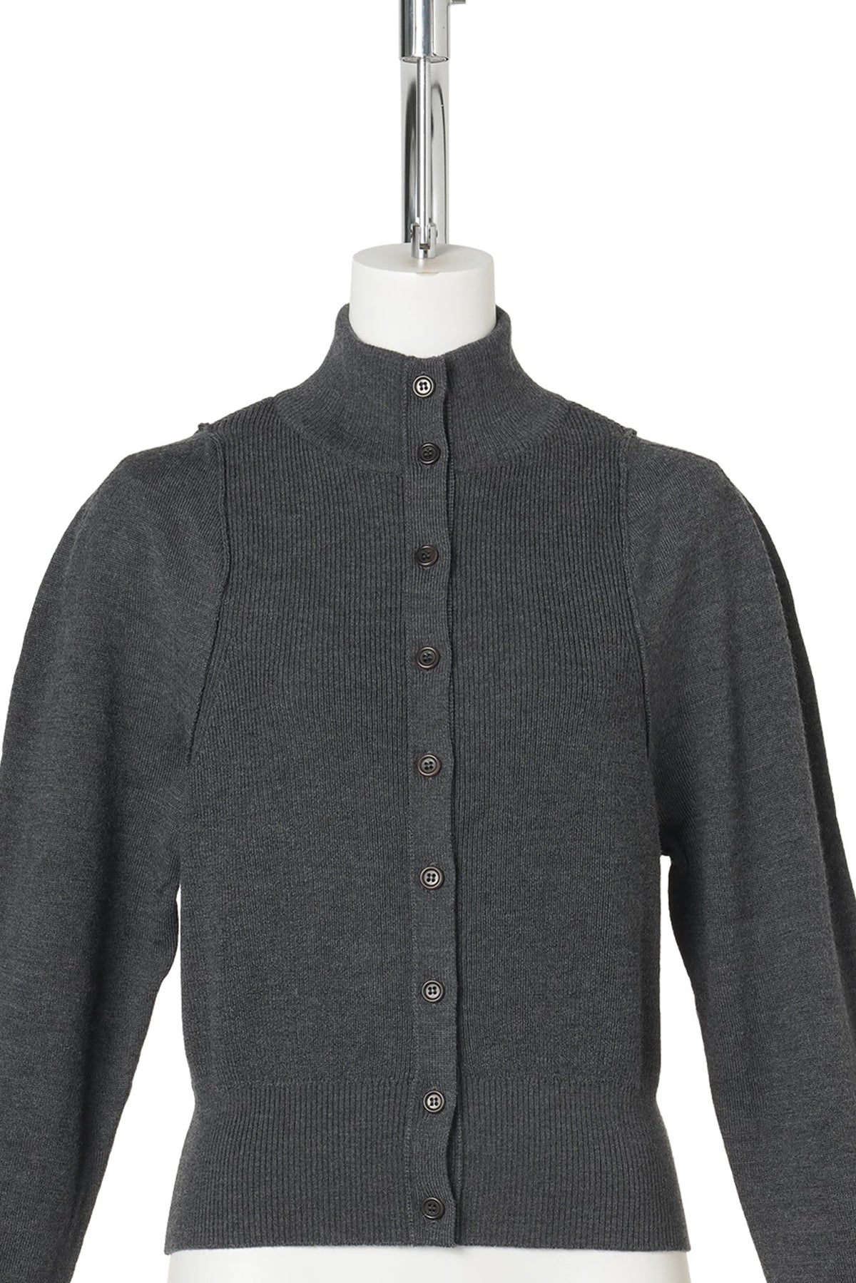 BLOCKING BUTTON UP CARDIGAN / CHARCOAL