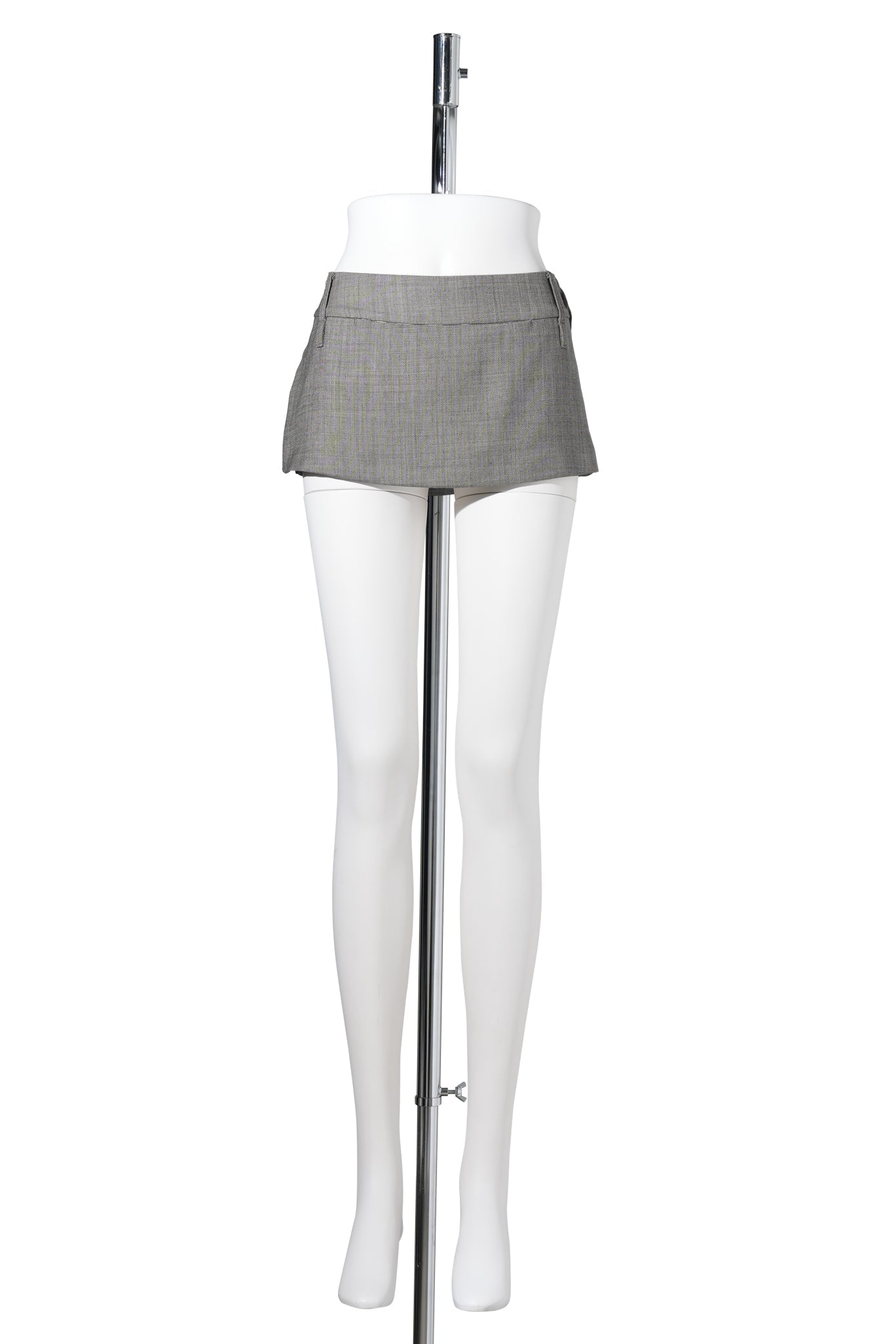 APRON MINI LAYERED SKIRT / GREY BEIGE