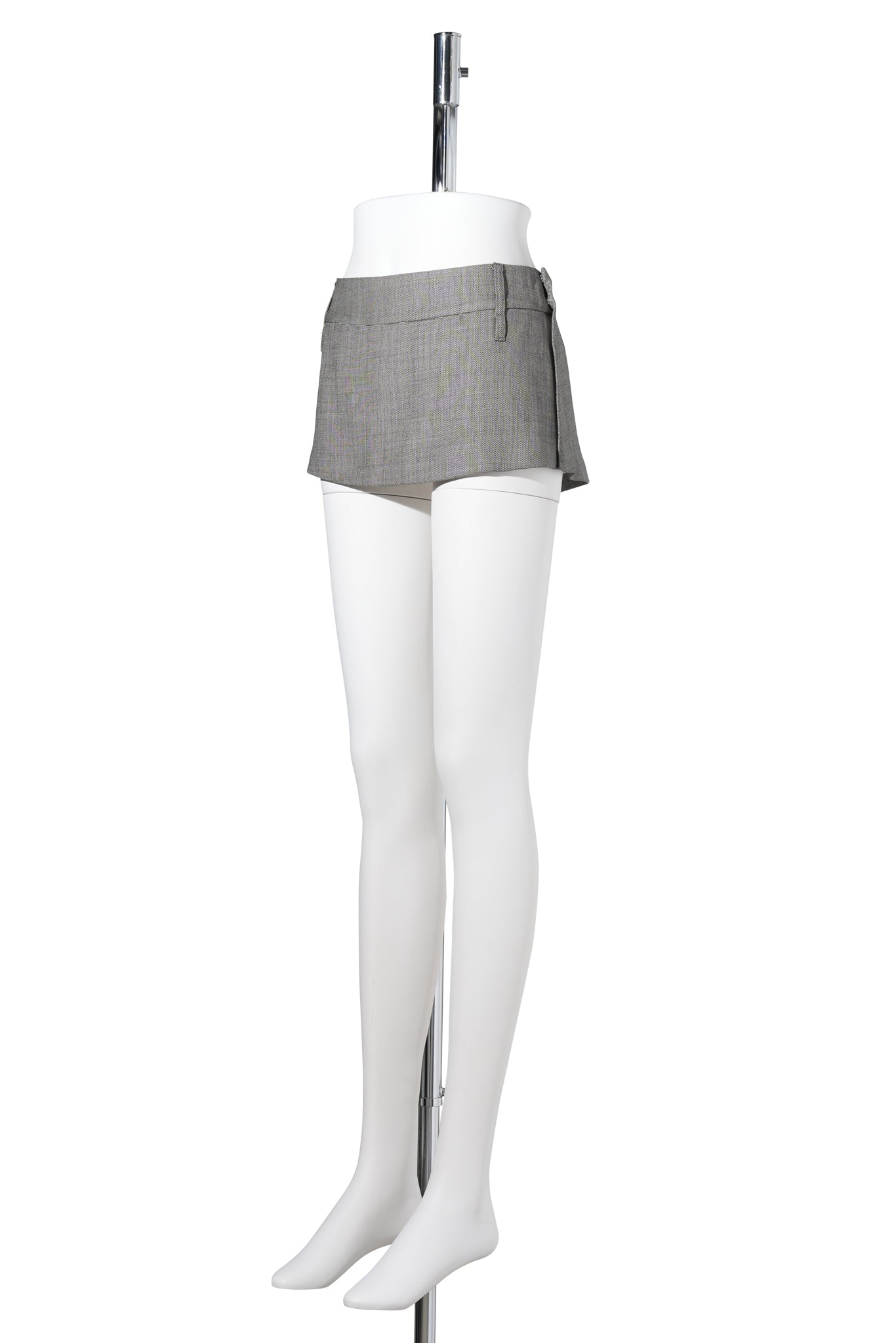 APRON MINI LAYERED SKIRT / GREY BEIGE