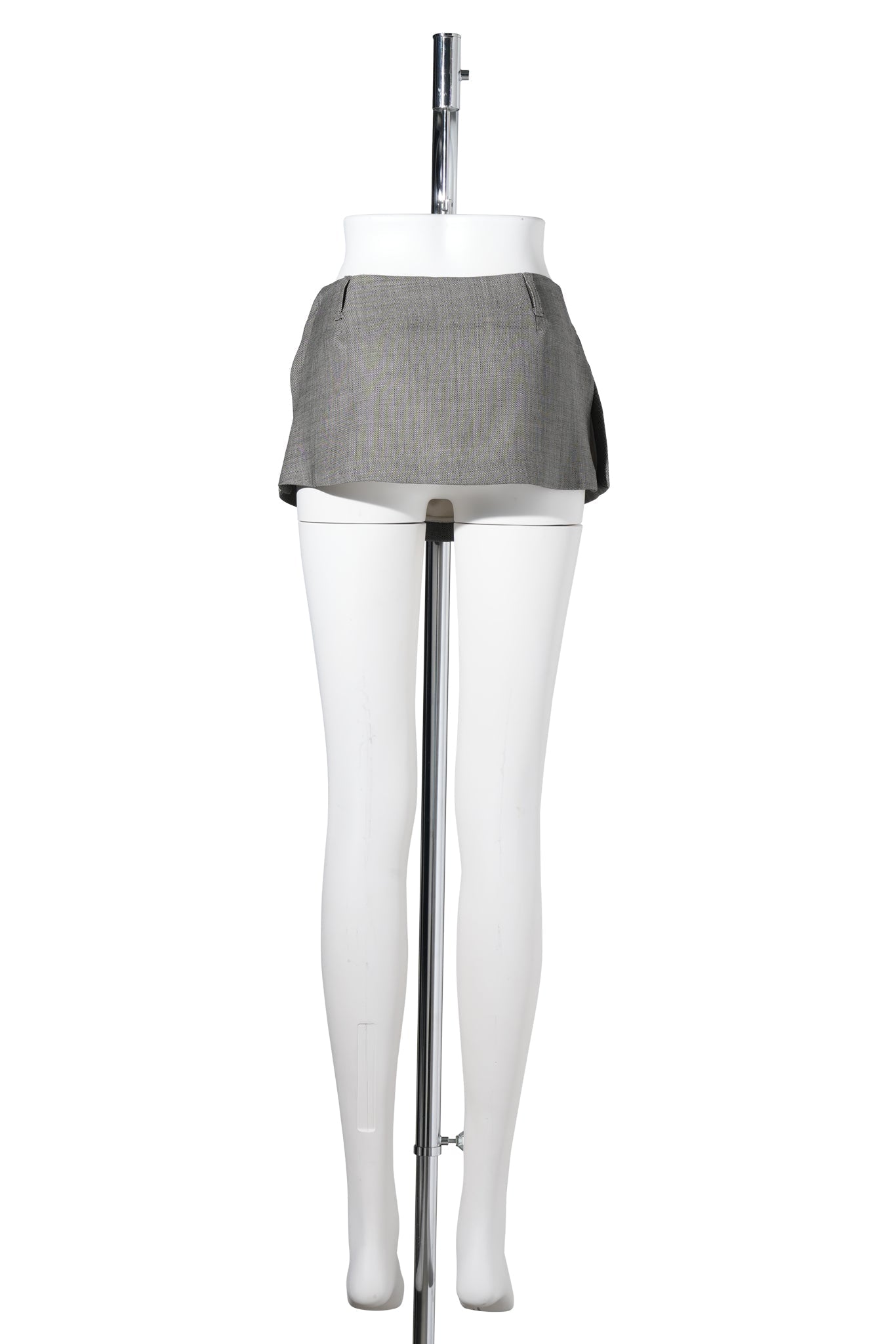 APRON MINI LAYERED SKIRT / GREY BEIGE