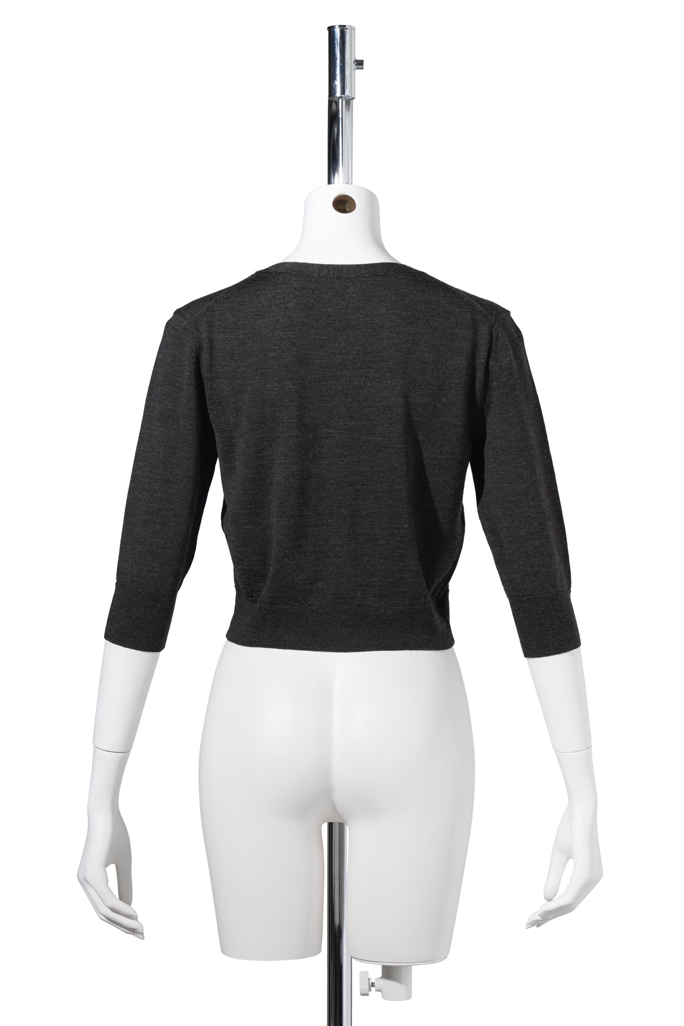 WOOL V-NECK CROP CARDIGAN / CHARCOAL