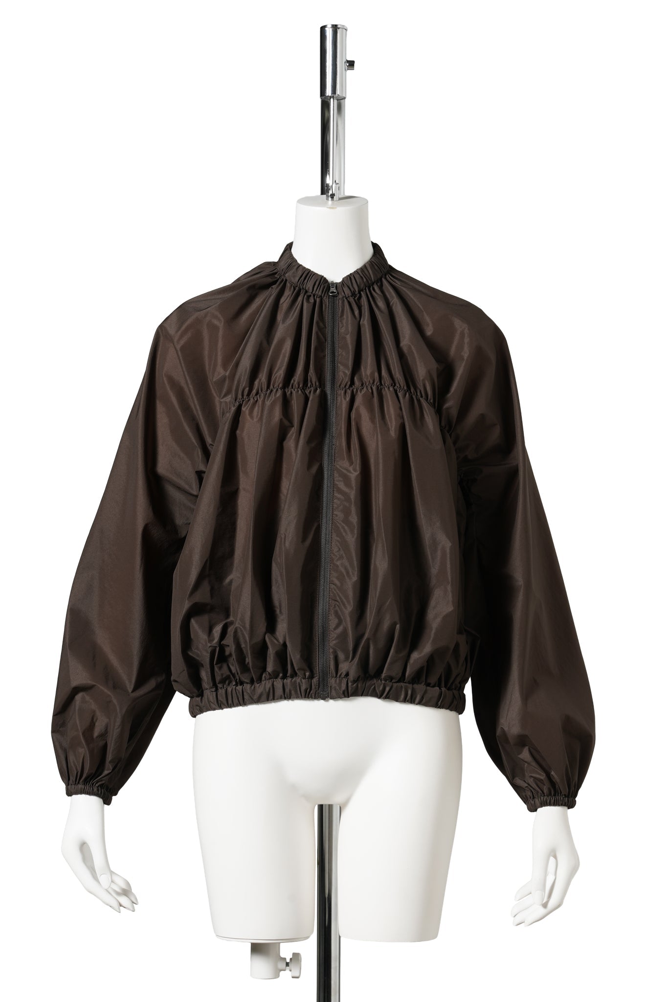 NYLON SHIRRING JUMPER / BROWN