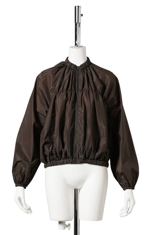NYLON SHIRRING JUMPER / BROWN