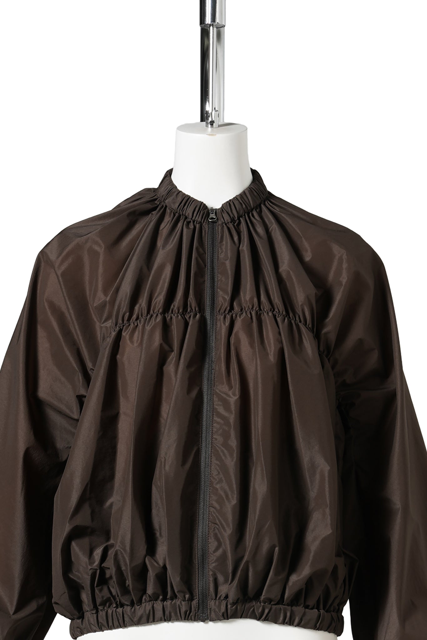 NYLON SHIRRING JUMPER / BROWN