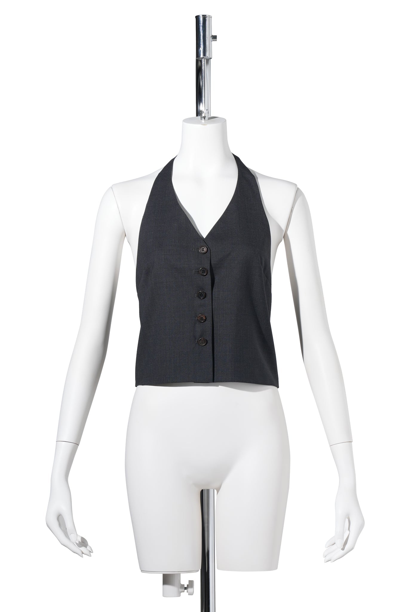 WOOL HALTERNECK TOP / CHARCOAL