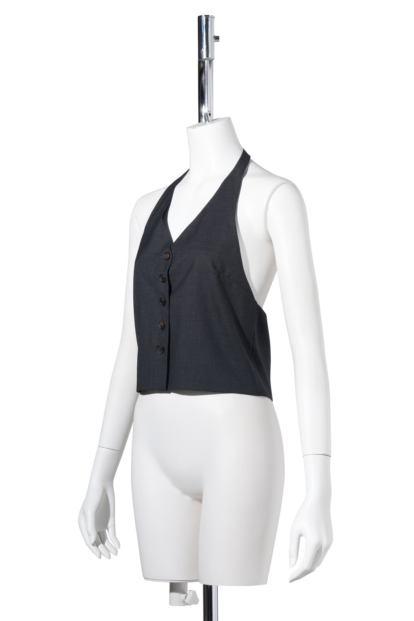 WOOL HALTERNECK TOP / CHARCOAL