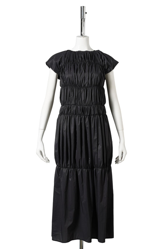 NYLON SHIRRING DRESS / CHARCOAL