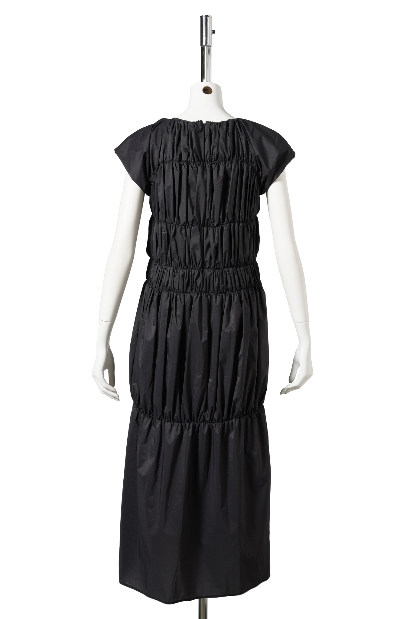 NYLON SHIRRING DRESS / CHARCOAL