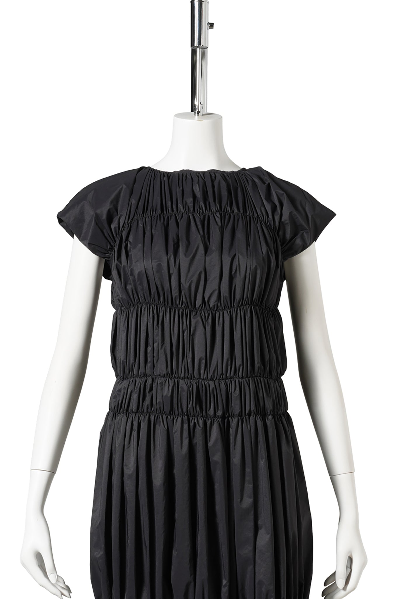 NYLON SHIRRING DRESS / CHARCOAL