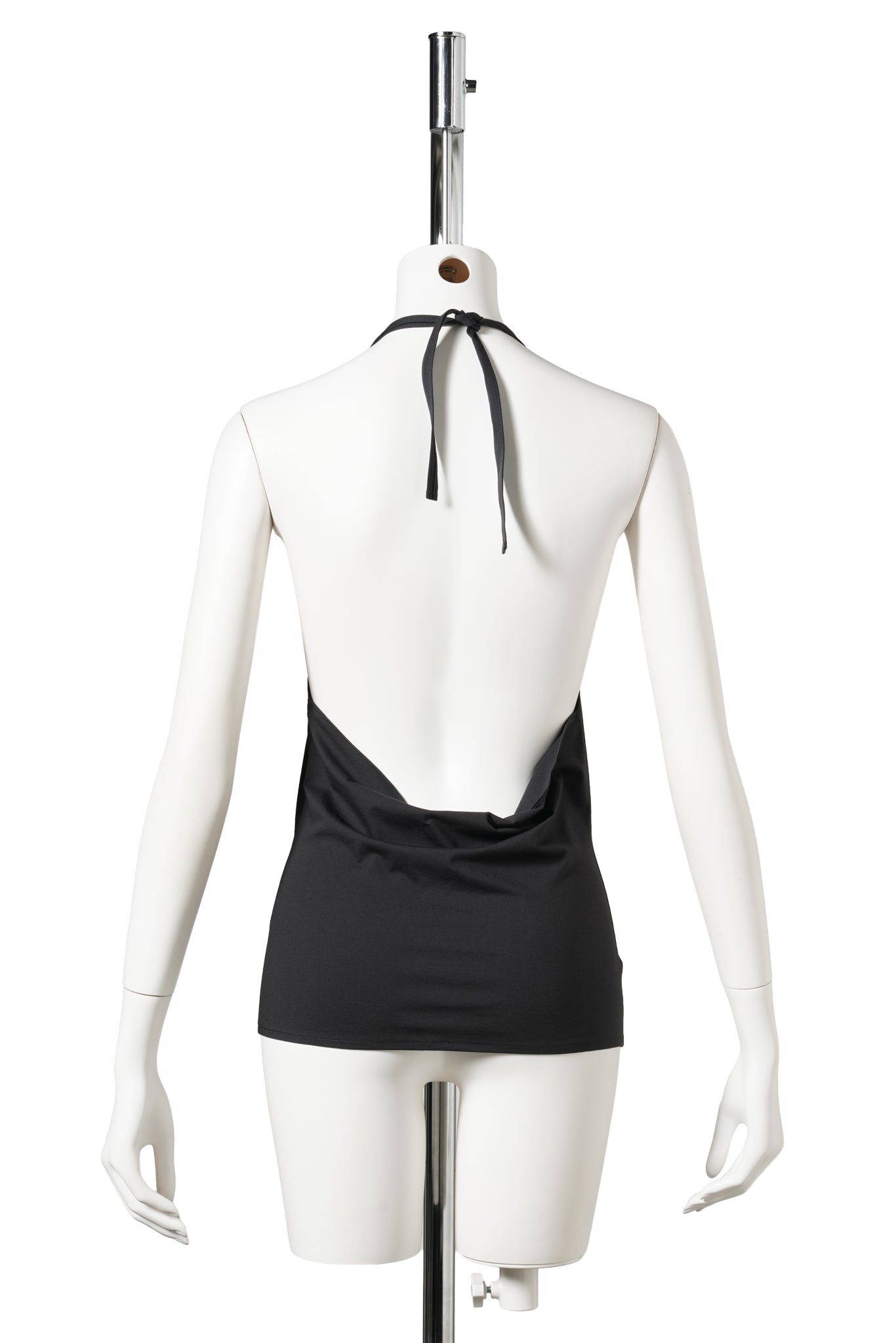 JERSEY HALTER NECK TOP / CHARCOAL