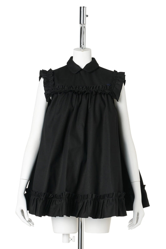 CHILDHOOD FRILLED-MINI DRESS / BLACK