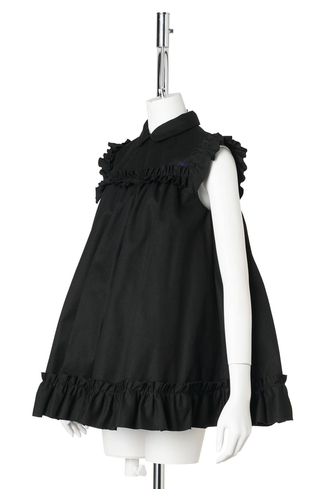 CHILDHOOD FRILLED-MINI DRESS / BLACK