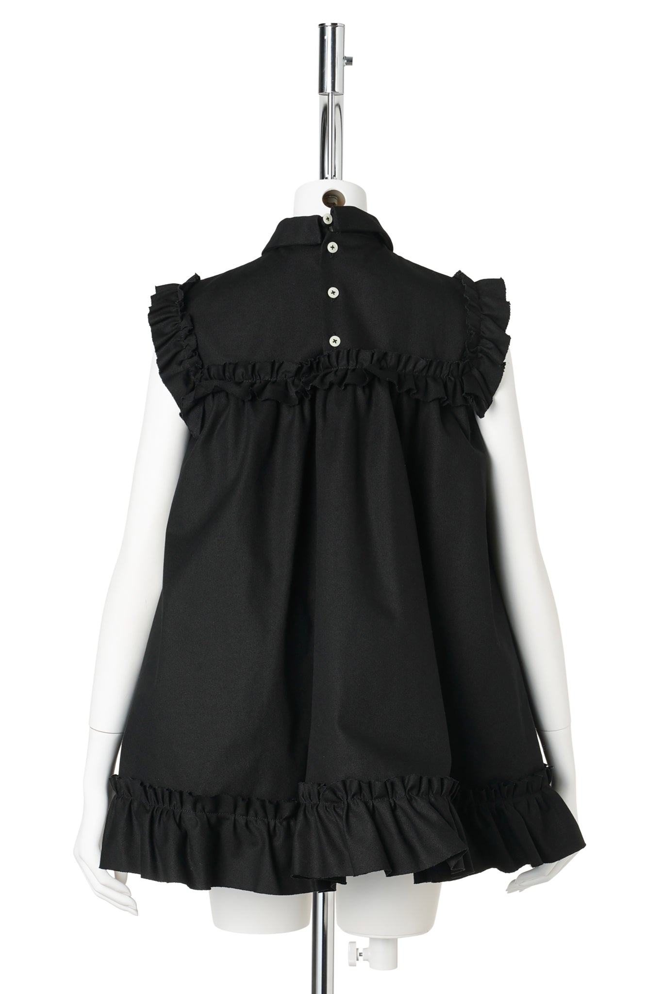 CHILDHOOD FRILLED-MINI DRESS / BLACK