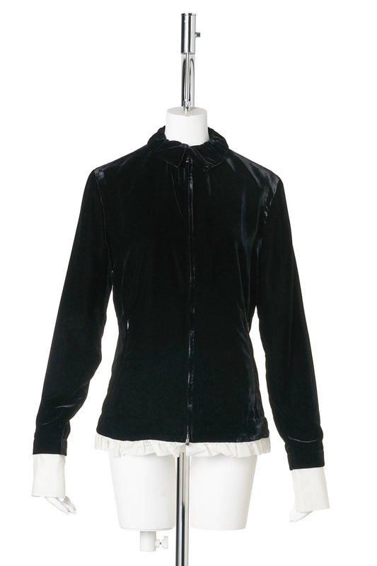 FRILLED COLLAR JACKET / BLACK