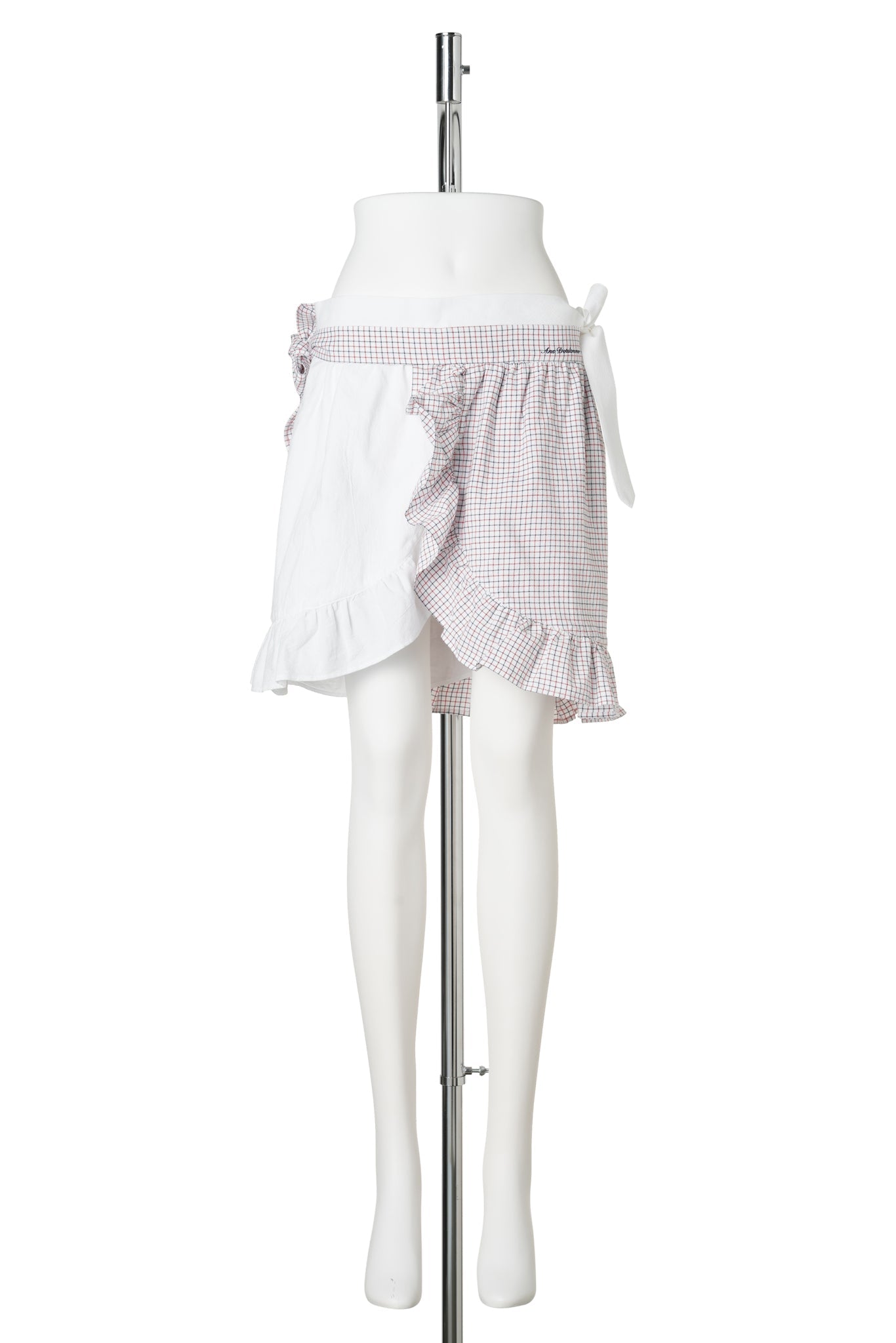 APRON SKIRT MIDI / RED CHECK/WHITE