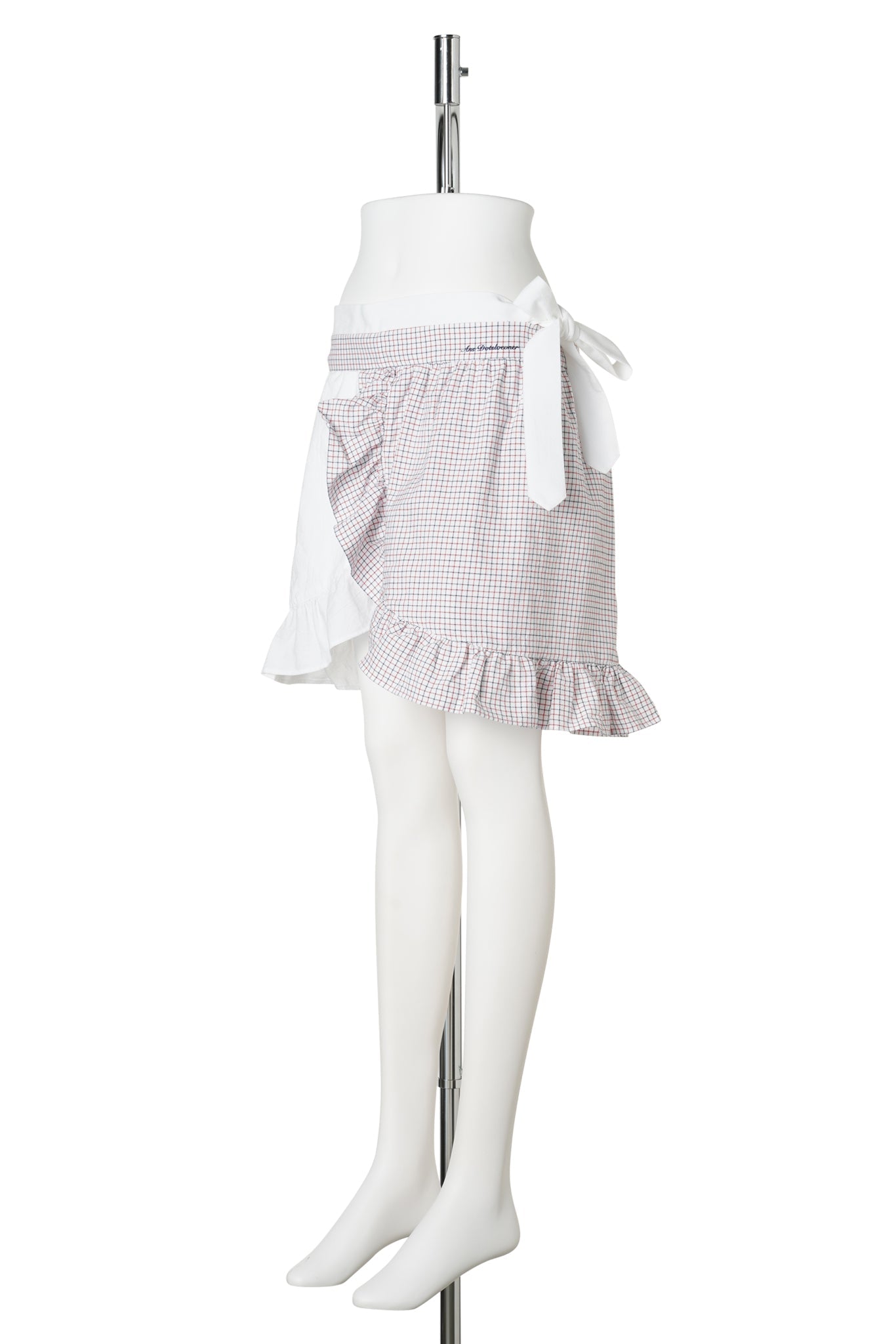 APRON SKIRT MIDI / RED CHECK/WHITE