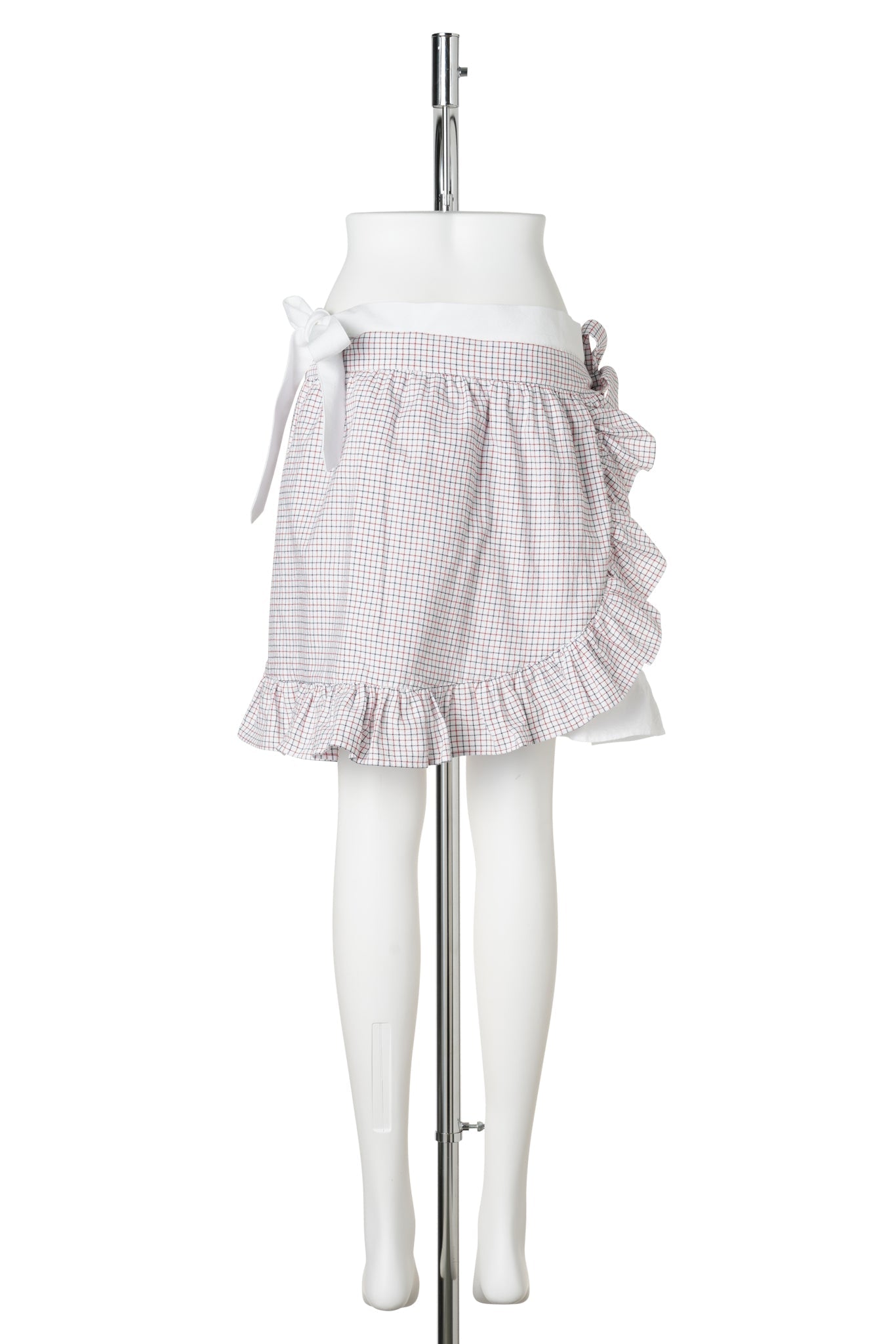APRON SKIRT MIDI / RED CHECK/WHITE