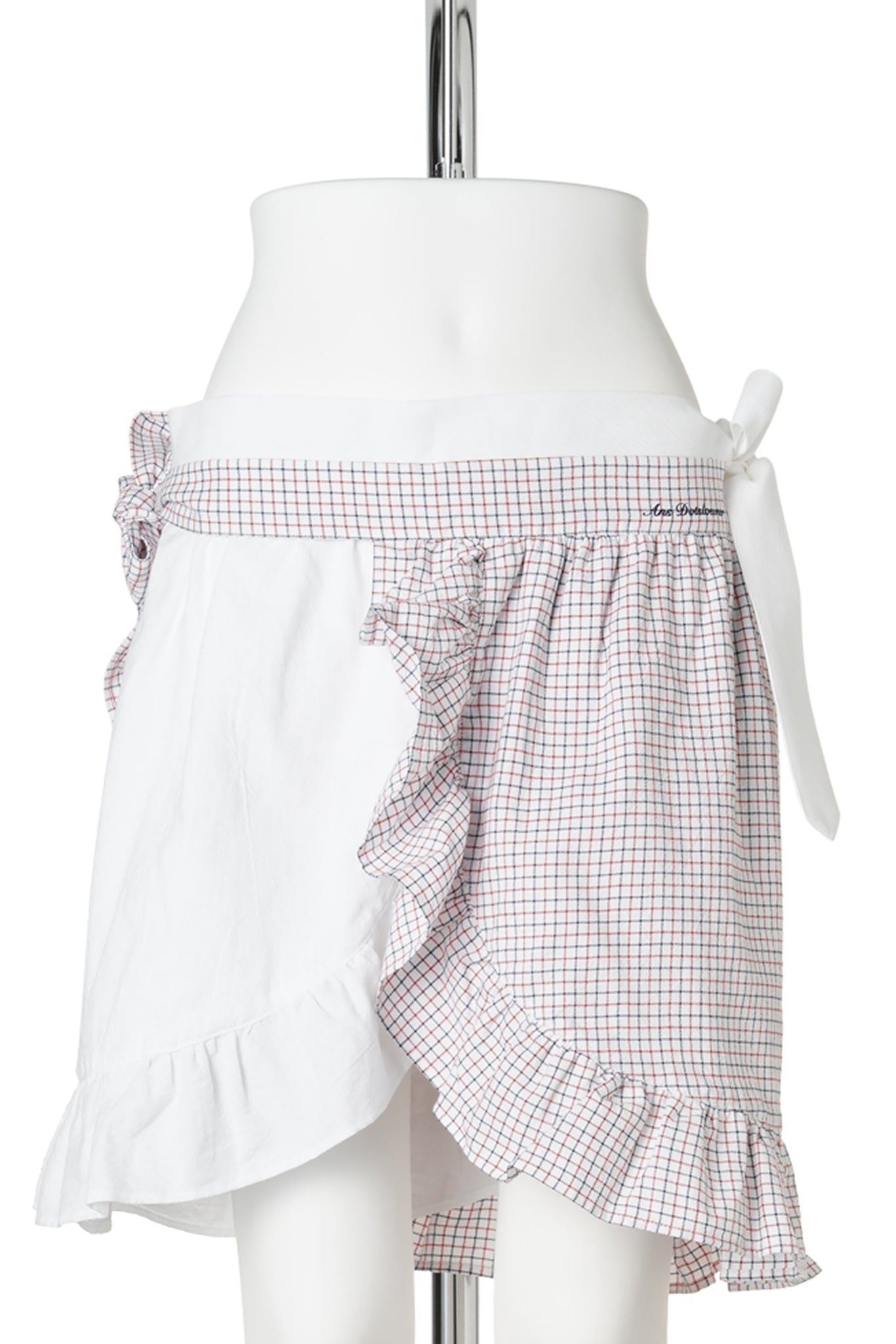 APRON SKIRT MIDI / RED CHECK/WHITE