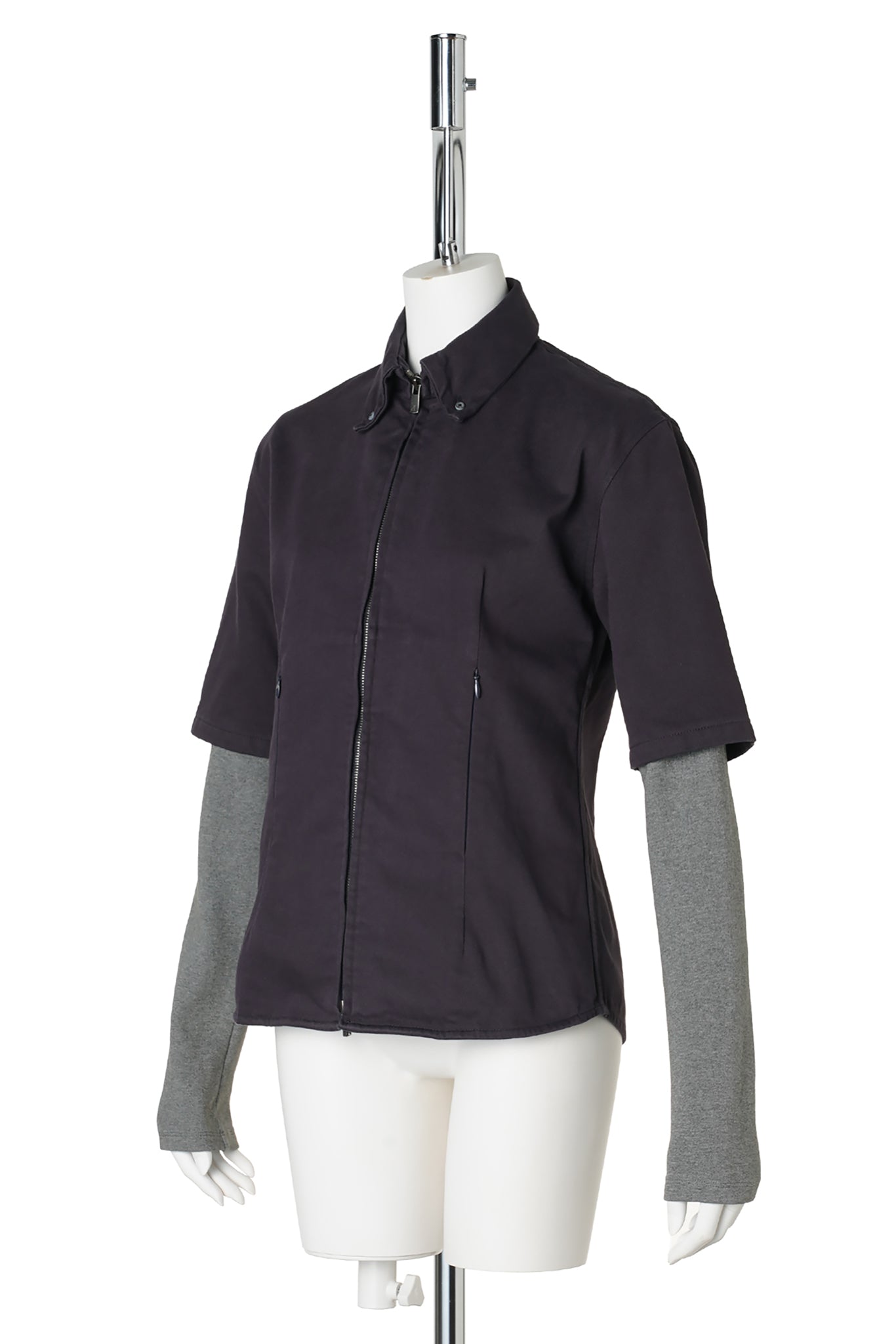 SHIRT WITH LONG SLEEVE / PUEPLE/GRAY