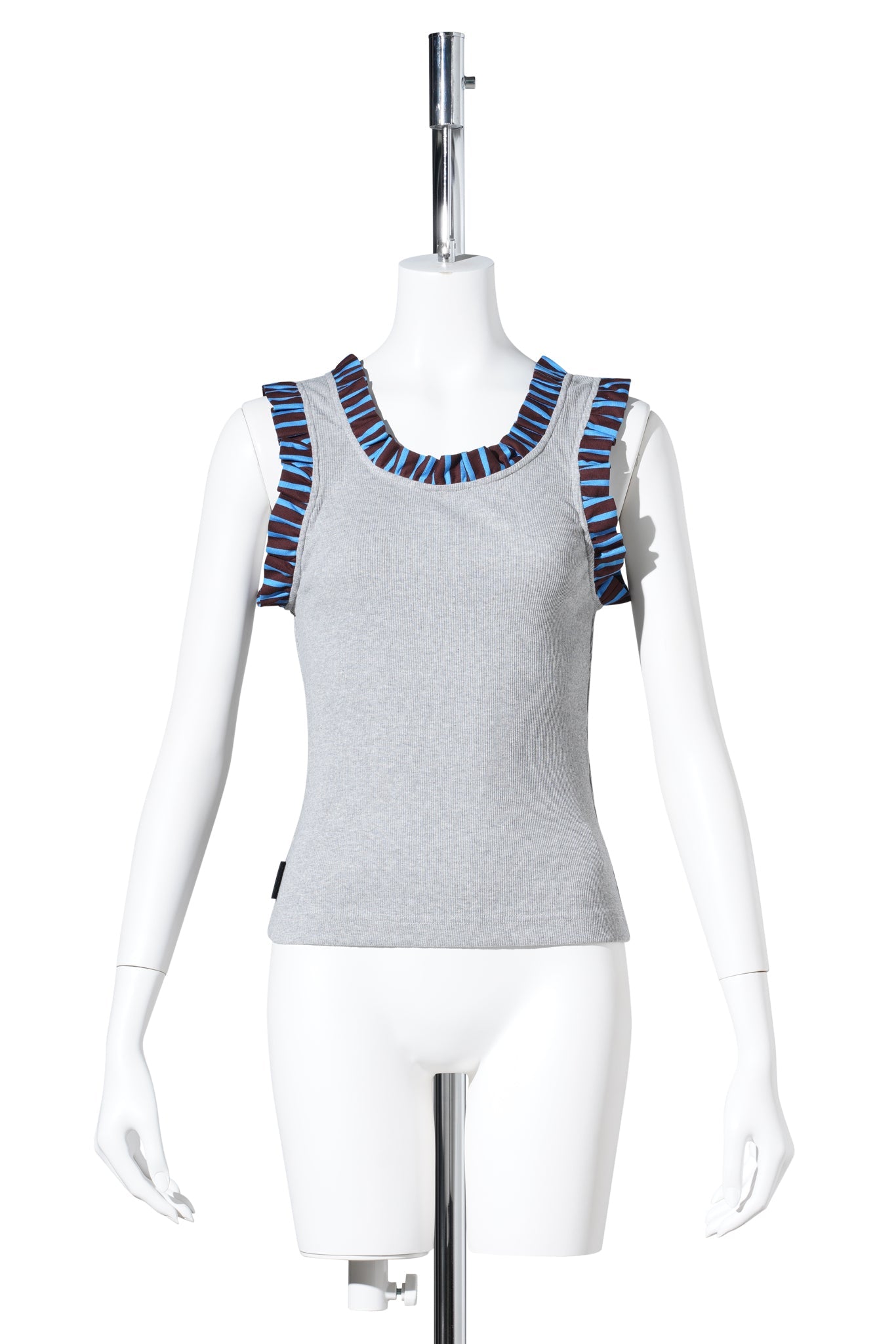 FRILLED TANK TOP / GRAY