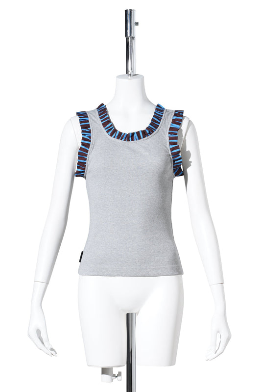 FRILLED TANK TOP / GRAY