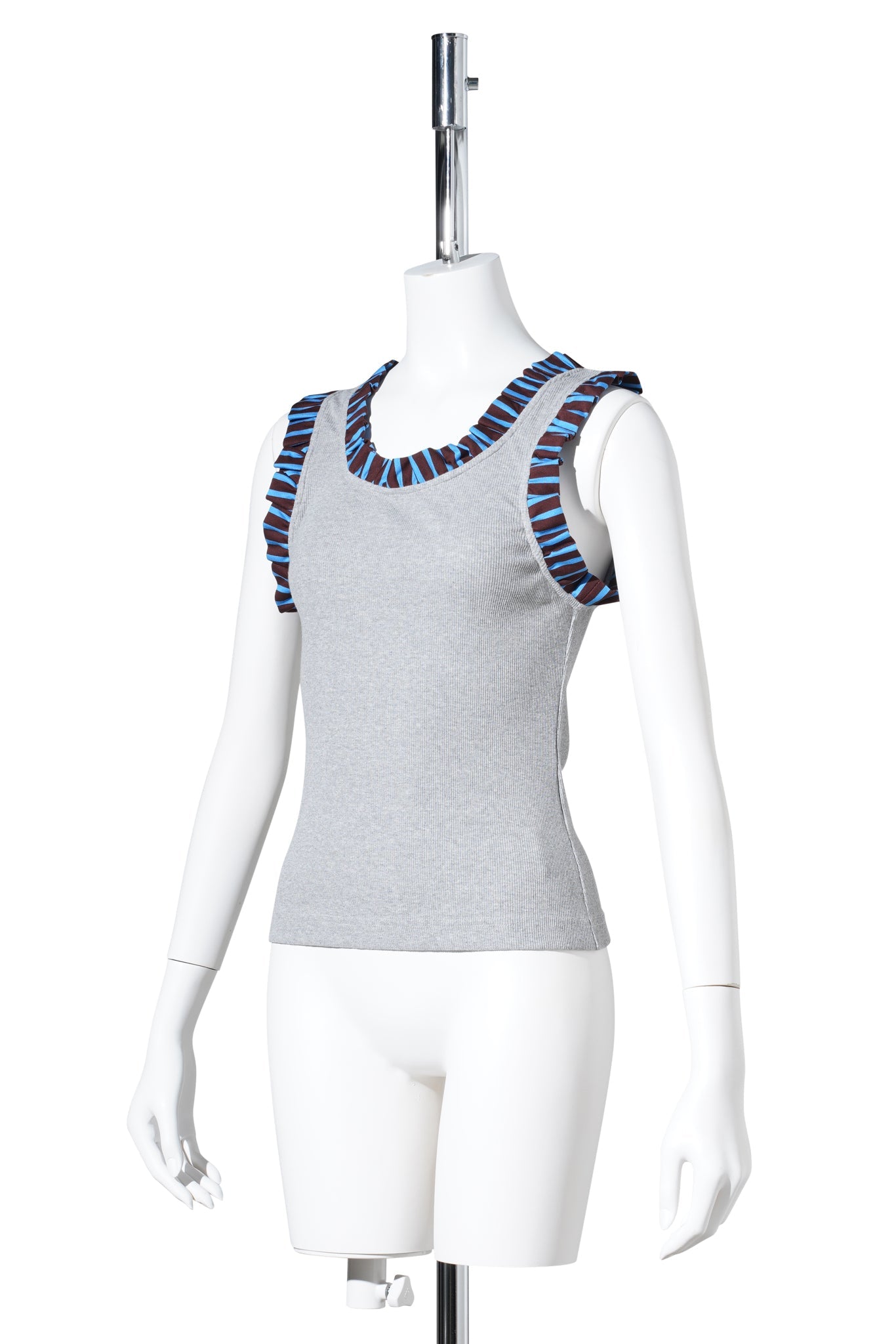 FRILLED TANK TOP / GRAY
