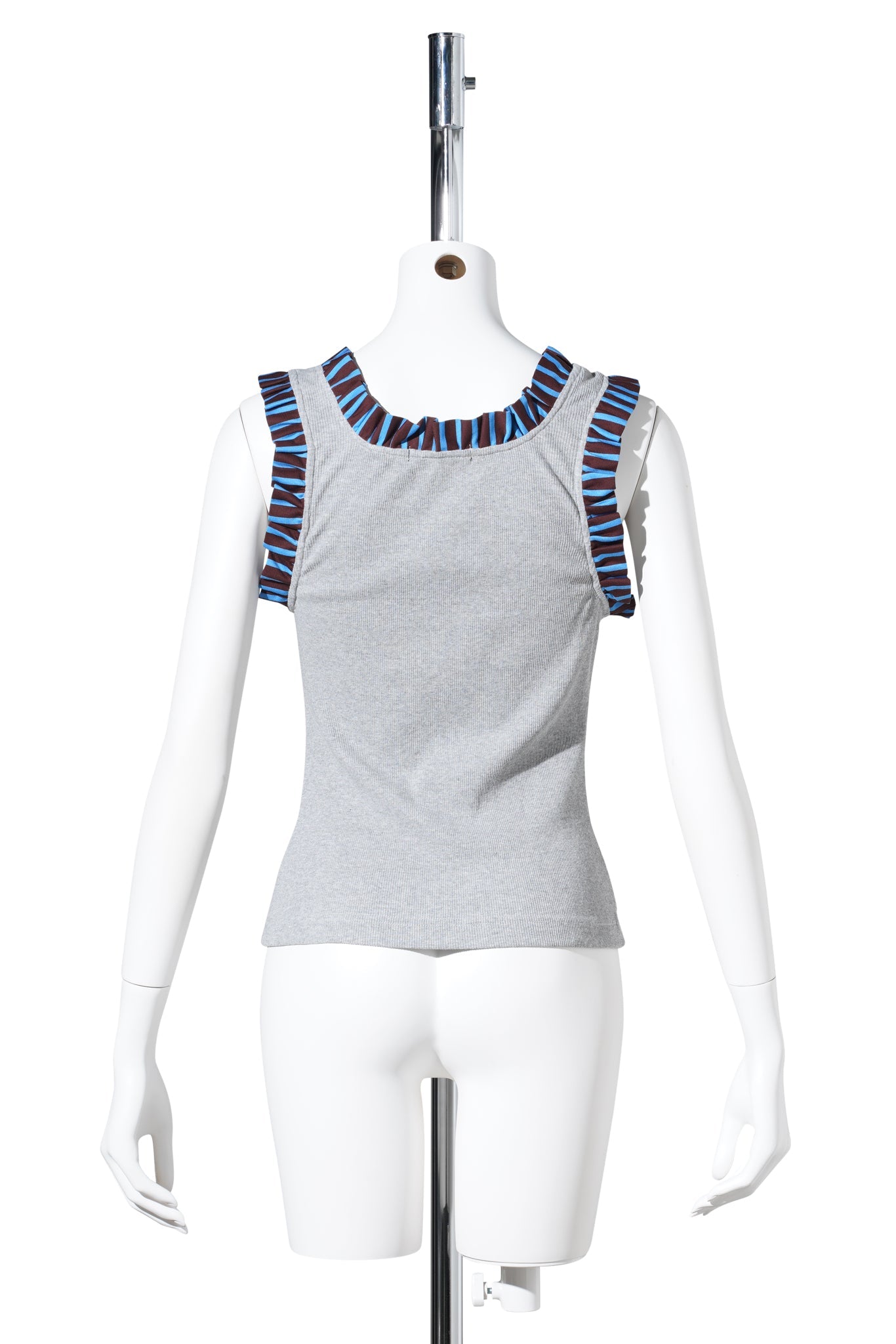 FRILLED TANK TOP / GRAY