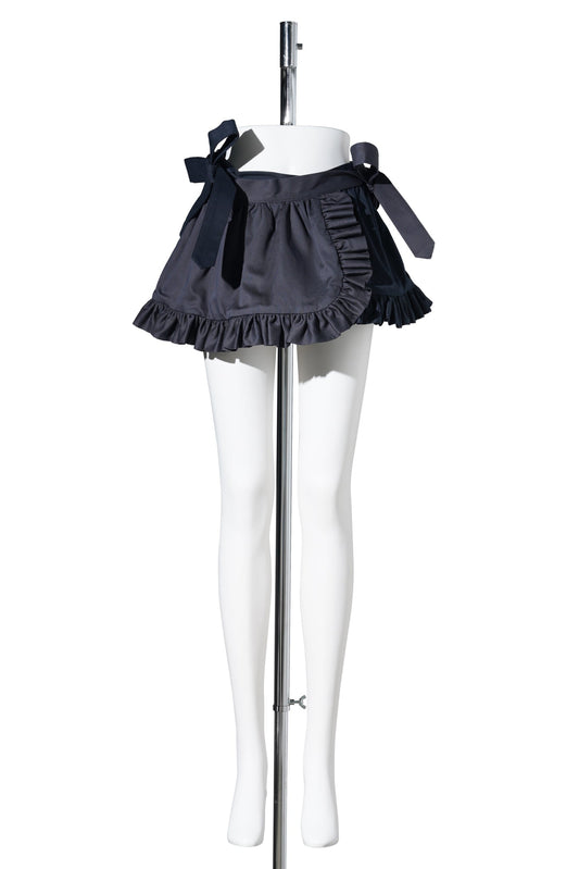 APRON SKIRT MINI / GRAY NAVY