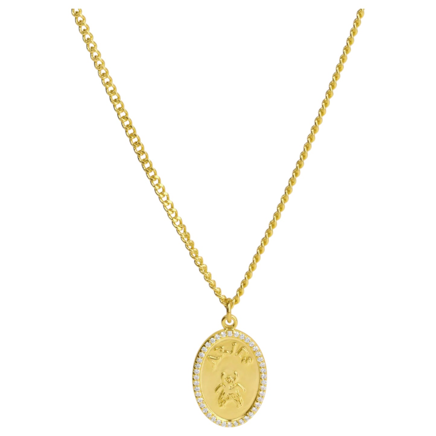 CHAIN NECKLACE WITH FLY PAVED PENDANTS / GOLD