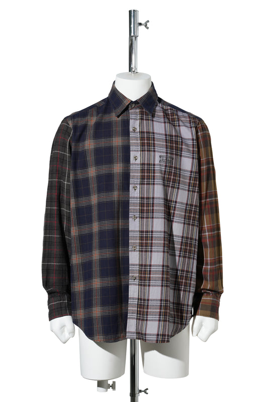 OVERDYED PATCHWORK LS SHIRT / PURPLE