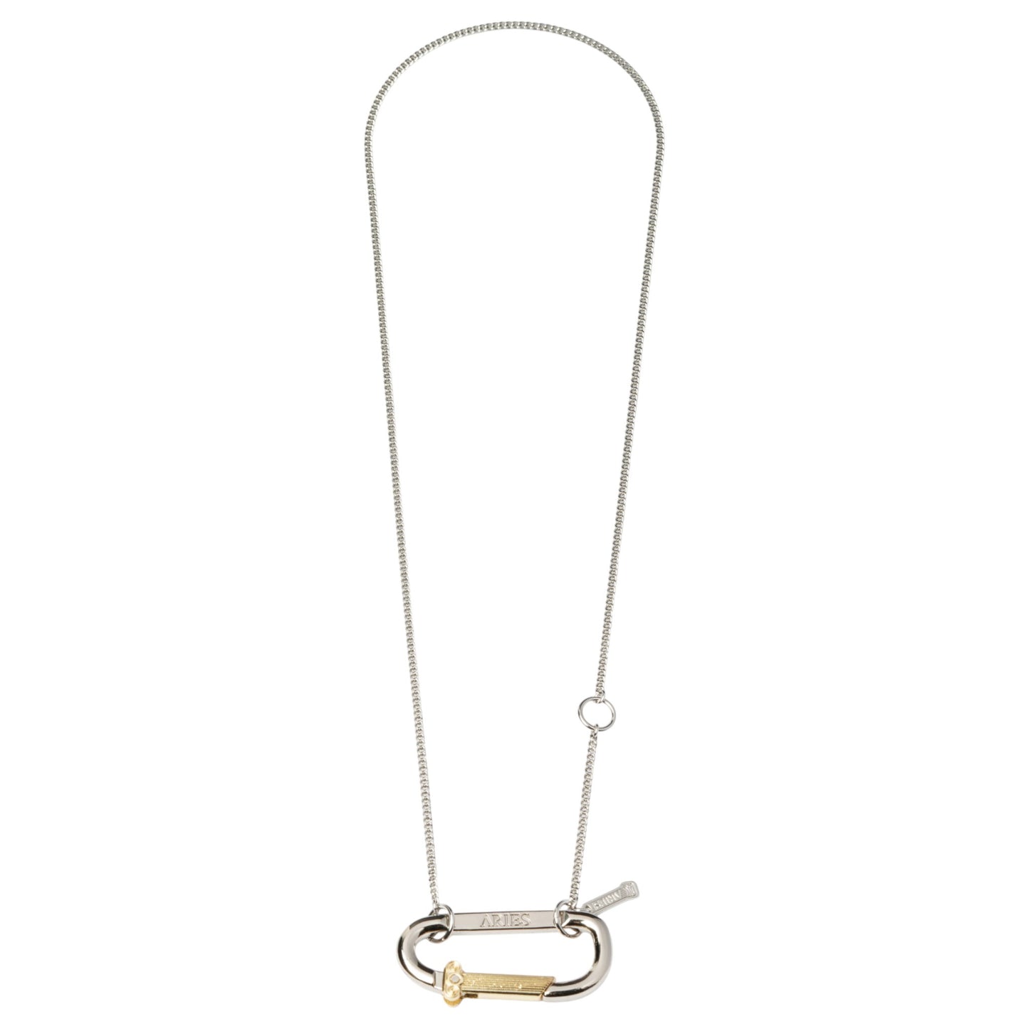 MINI CARABINER CHAIN NECKLACE / SILVER