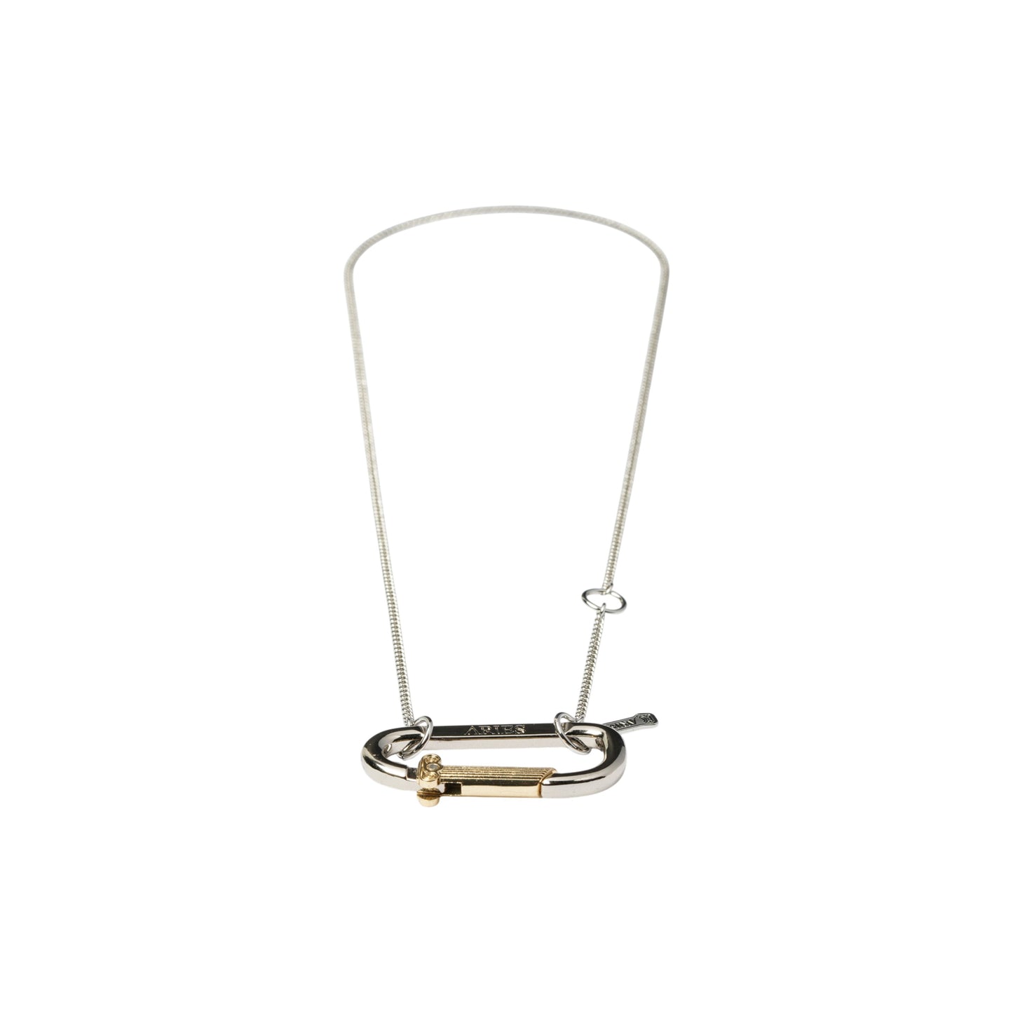 MINI CARABINER CHAIN NECKLACE / SILVER