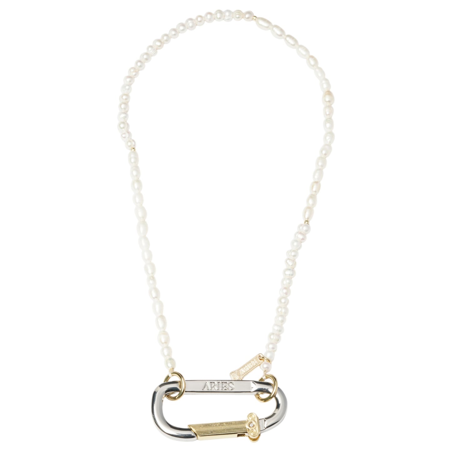 MINI CARABINER PEARL NECKLACE / PEARL