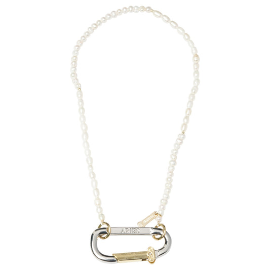 MINI CARABINER PEARL NECKLACE / PEARL