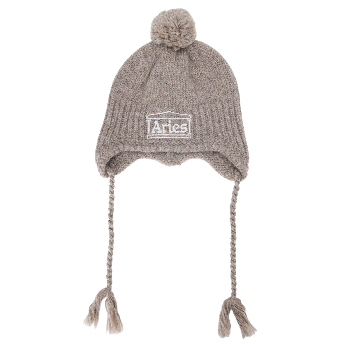 CHUNKY KNIT POM POM BEANIE / BROWN