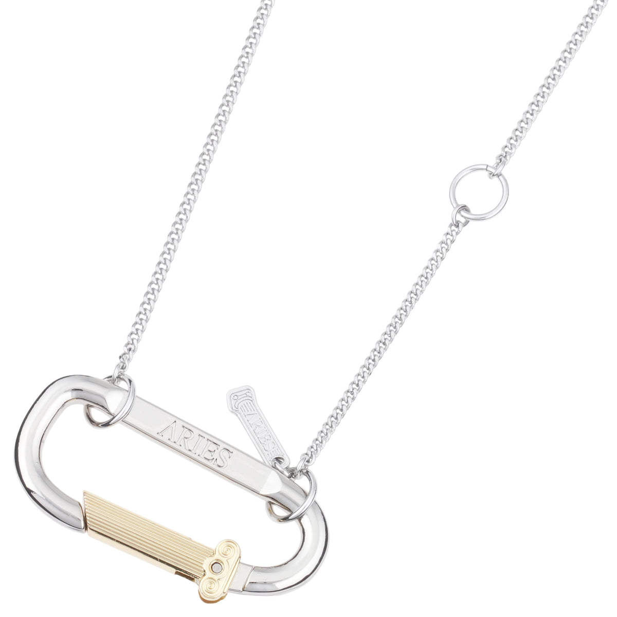 MINI CARABINER CHAIN NECKLACE / SILVER