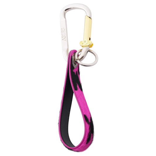 COLUMN CARABINER COW PRINT PONY KEYCHAIN / PINK