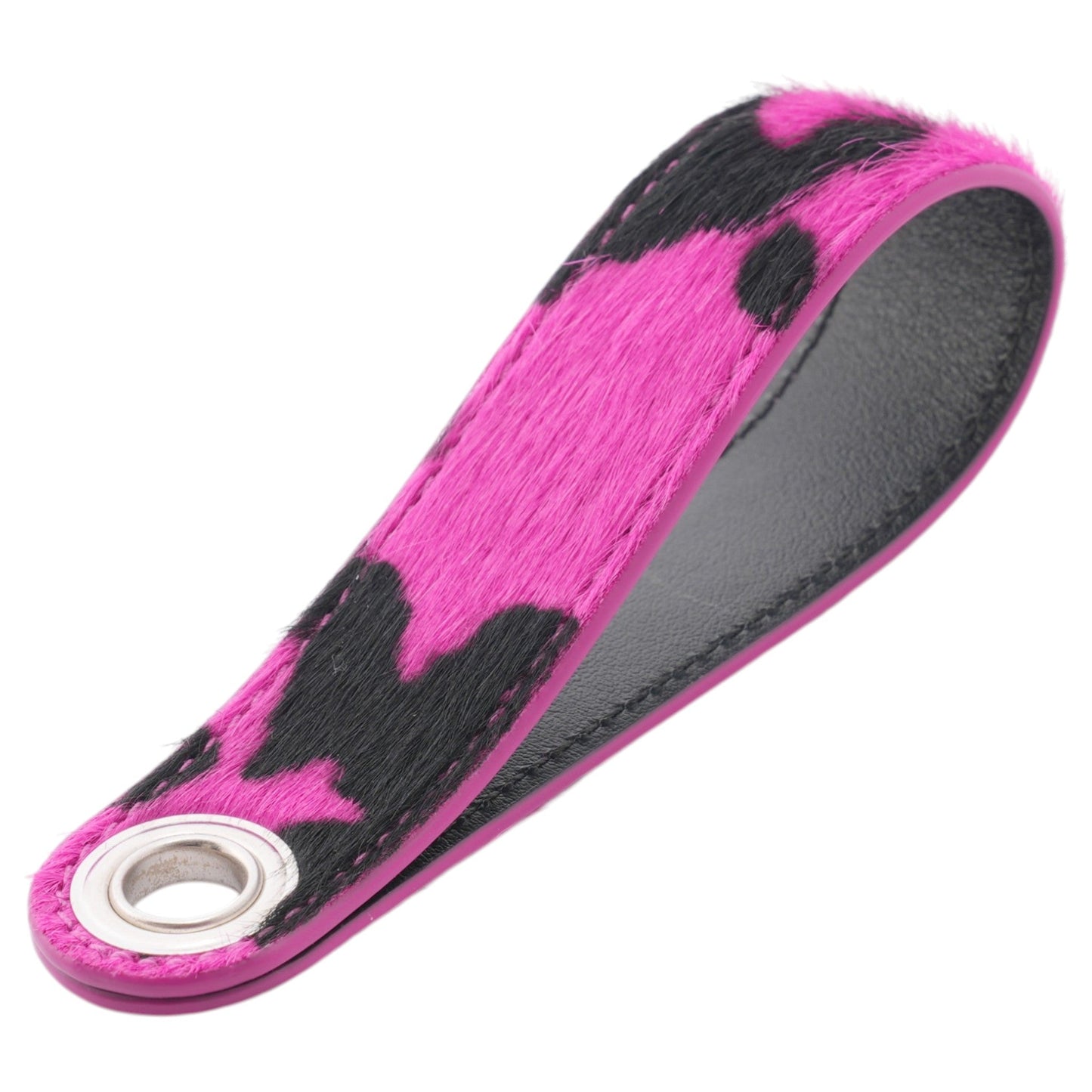 COLUMN CARABINER COW PRINT PONY KEYCHAIN / PINK