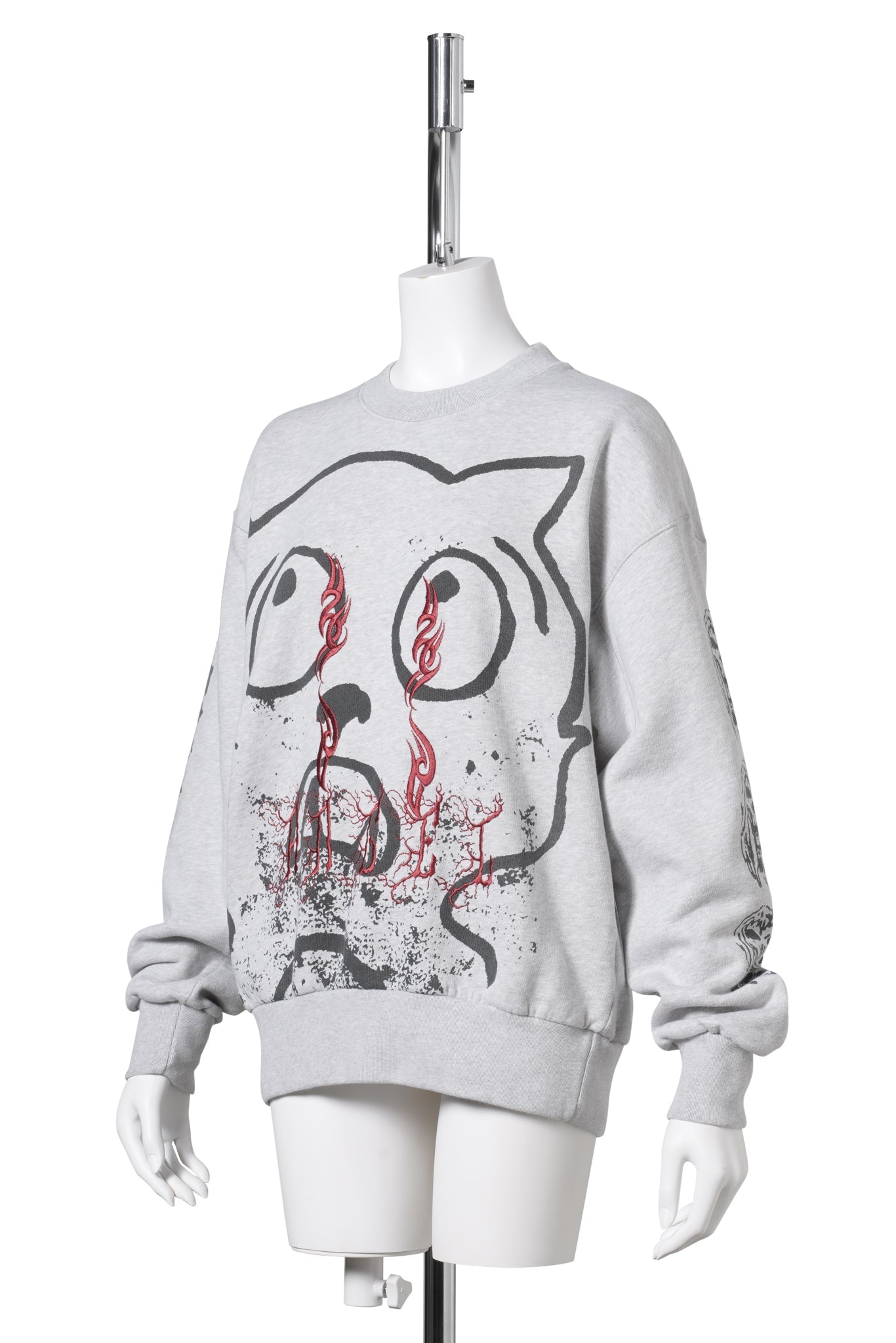 MEOWHARISHI EMBROIDERED SWEAT / GREY MARL