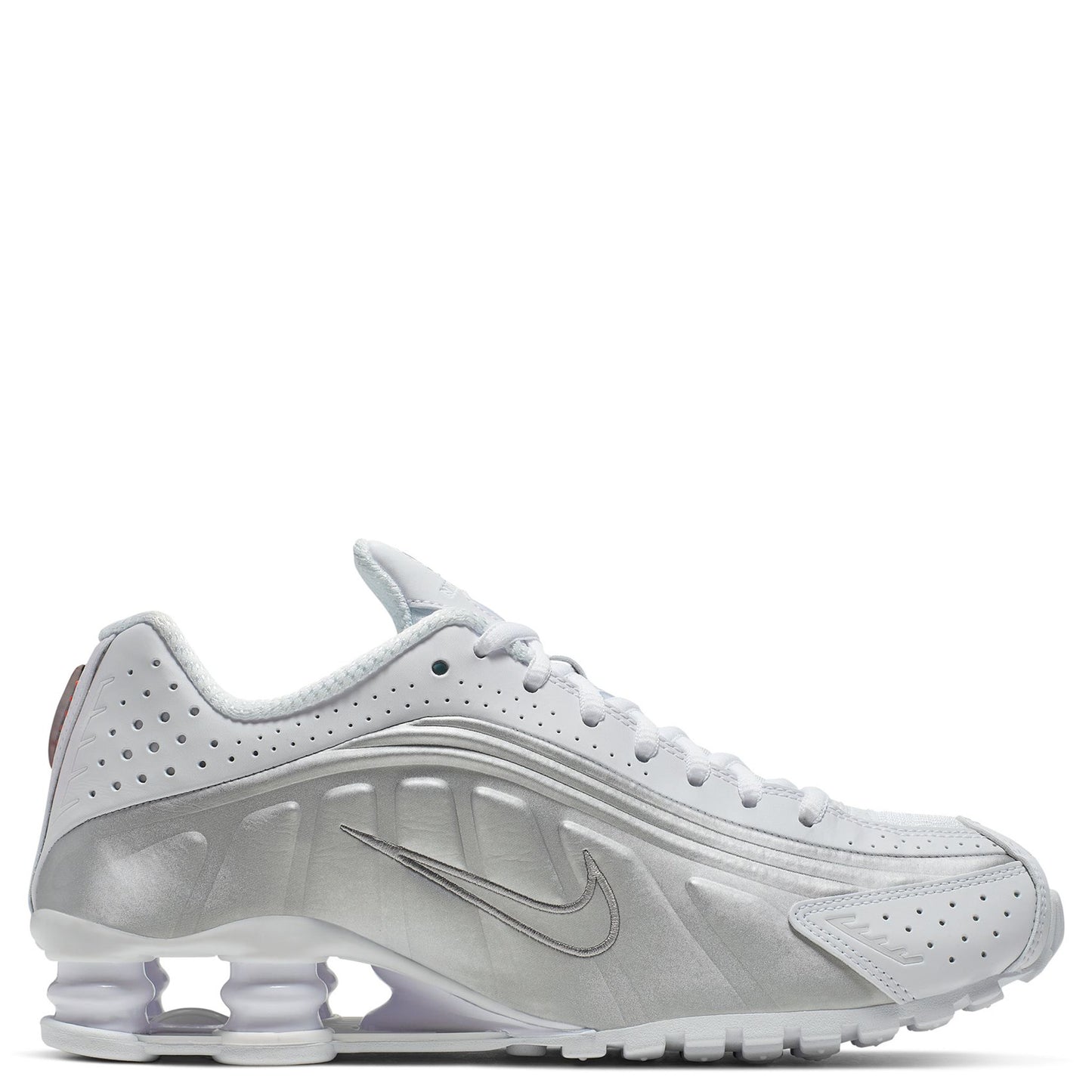 WMNS SHOX R4 / 101:WHITE/WHITE-METALLIC SILVER