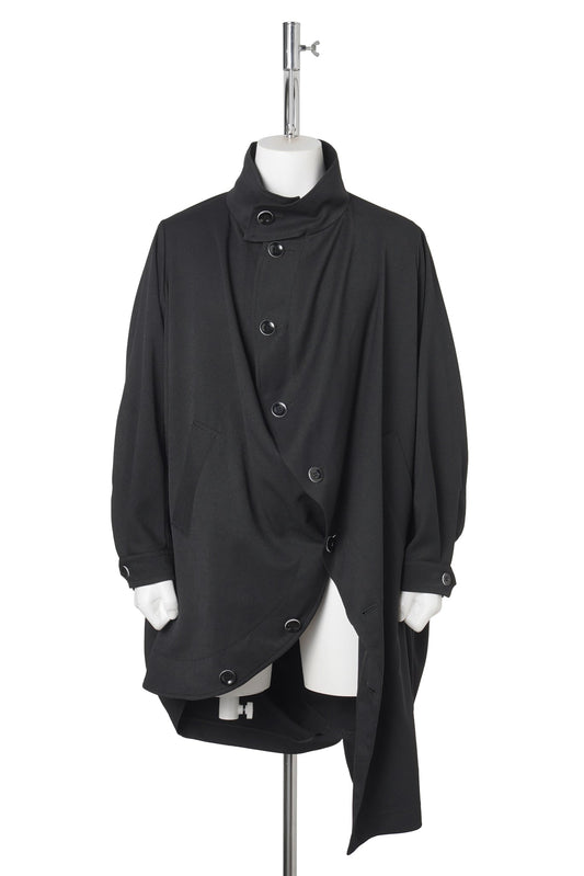 BALL STAND COLLAR COAT / BLACK