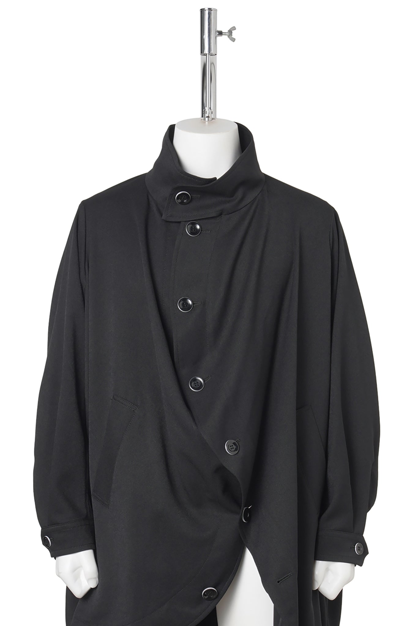 BALL STAND COLLAR COAT / BLACK