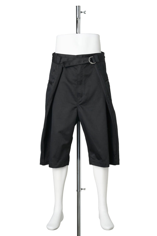 WRAP PATCHWORK CHINO SHORTS / BLACK