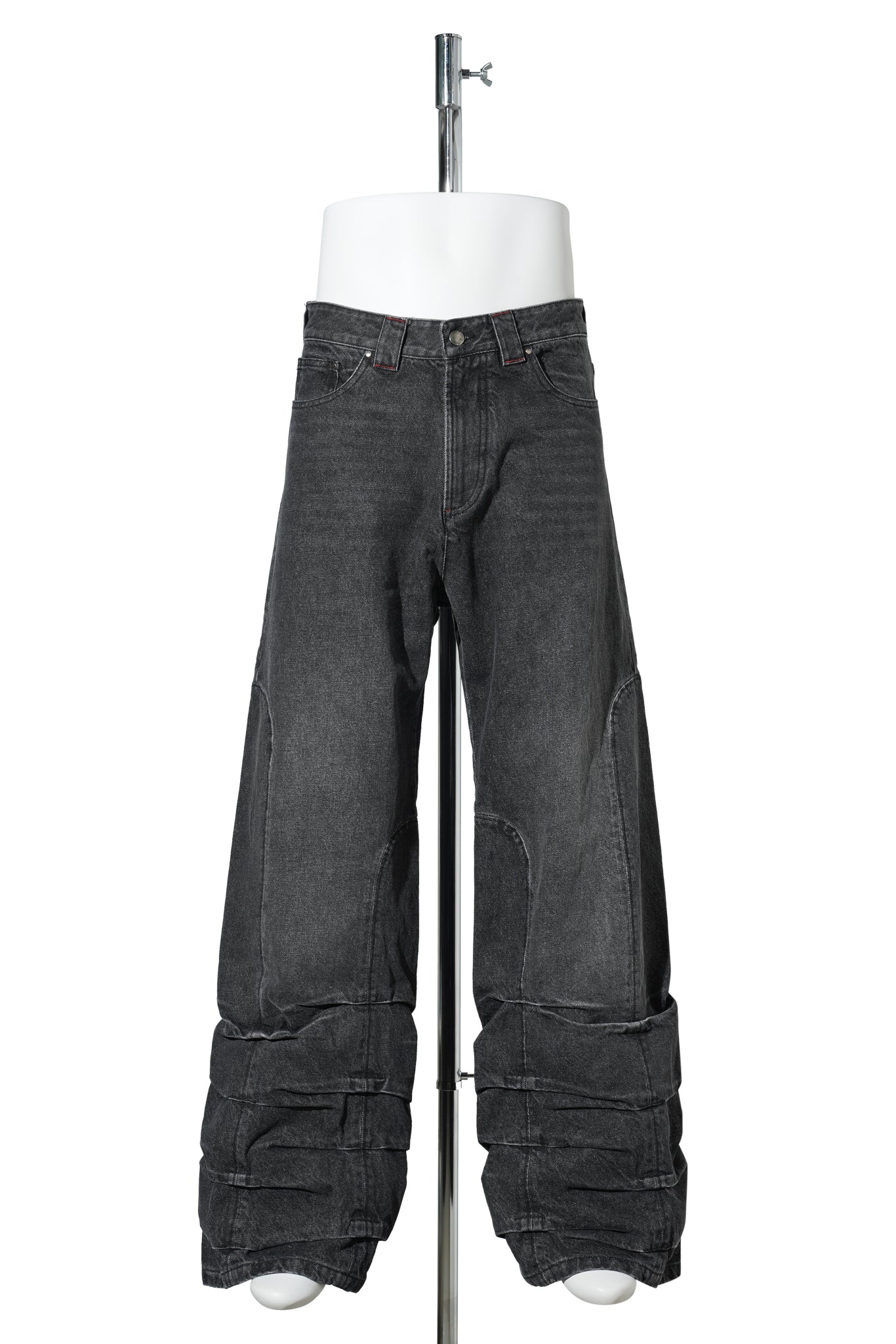 SMOCK DETAILED JEANS / BLACK STONEWASH